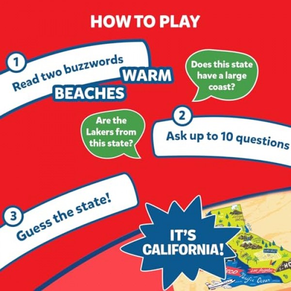 Skillmatics 카드 게임 - 미국 10개 주 추측, 보드 게임, 지리 및 역사를 좋아하는 소년, 소녀 및 어린이를 위한 교육 여행 장난감, 8, 9, 10세 이상을 위한 부활절 선물