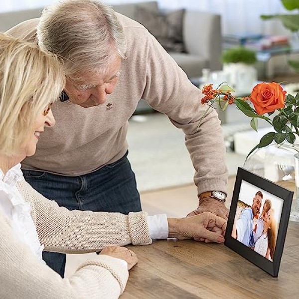 Denver PFF710 디지털 액자 WiFi 7인치, 전자 액자 8GB(FRAMEO 앱 포함), IPS 터치스크린, 자동 회전, 마이크로 SD 슬롯, 블랙