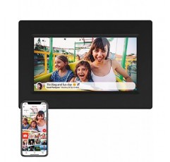 Denver PFF710 디지털 액자 WiFi 7인치, 전자 액자 8GB(FRAMEO 앱 포함), IPS 터치스크린, 자동 회전, 마이크로 SD 슬롯, 블랙