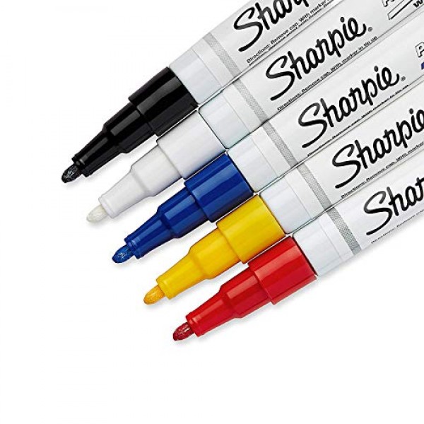 SHARPIE 유성 페인트 마커, 파인 포인트, 다양한 색상, 5개 - 암벽화에 적합