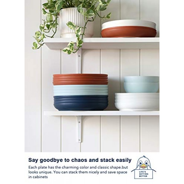 LE TAUCI 디너 플레이트 9인치, 파스타, 리조또, 푹신한 팬케이크, 식기세척기 전자레인지용 세라믹 샐러드 접시 세트, 4개 세트, 테라코타