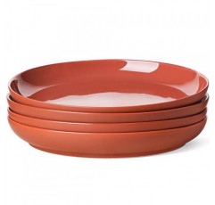 LE TAUCI 디너 플레이트 9인치, 파스타, 리조또, 푹신한 팬케이크, 식기세척기 전자레인지용 세라믹 샐러드 접시 세트, 4개 세트, 테라코타