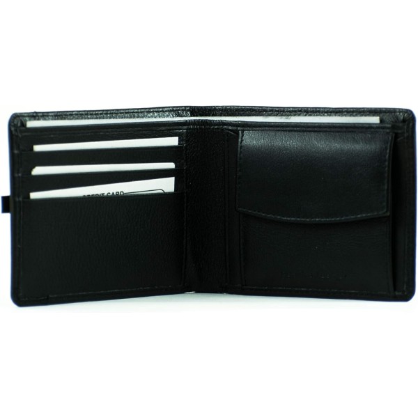 OVERDOSE 남성용 이중 접이식 가죽 지갑, 플립 지갑, 울트라 슬림 지갑, I'd Window 카드 홀더, 포켓 체인 지갑, 지갑 고급 PDM 브라운 가죽 지갑 - RLW-4555 - 브라운