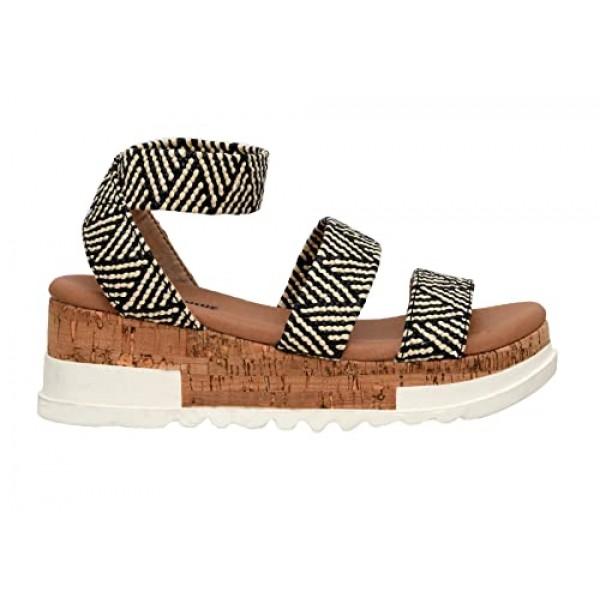 쿠션에어 여성용 나오미 코르크 웨지 샌들 +넓은 너비 이용 가능