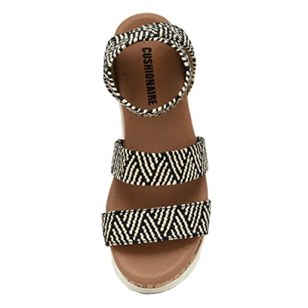 쿠션에어 여성용 나오미 코르크 웨지 샌들 +넓은 너비 이용 가능