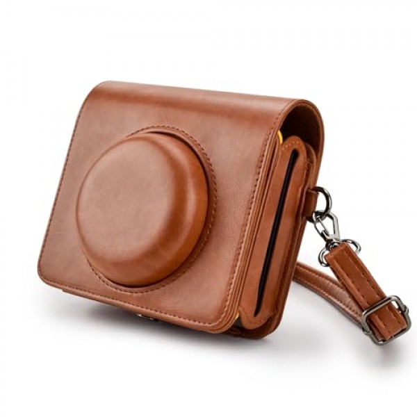 MUZIRI KINOKOO Kodak Mini Shot 3 레트로 케이스, Kodak C300R/Mini Shot 3 카메라 및 포토 프린터와 호환되는 보호 케이스 어깨끈이 있는 2-in-1 케이스 브라운