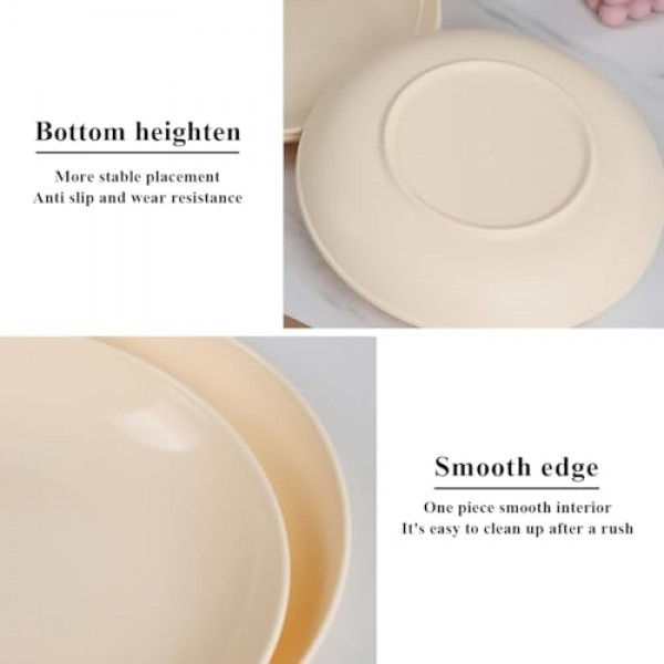 Evanda 플라스틱 접시 8개 세트, 디너 접시 모든 목적 및 모든 연령을 위한 9.5인치 깨지지 않는 재사용 가능한 접시, 전자레인지 안전 BPA 없음 식기세척기 안전(치즈 화