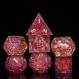 Cusdie Sharp Edges DND 주사위, 7 PC 꽃 주사위 세트 D&D D20 D12 D10 D8 D6 D4, Dungeons & Dragons RPG Pathfinder 및 기타 테이블 게임(Gomphrena Globosa)용 수제 다면체 주사위 세트