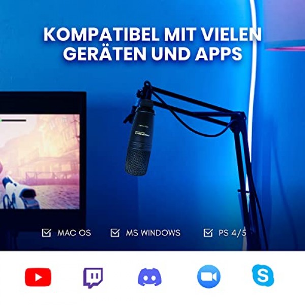 Marantz Professional Pod Pack 1 - 전문가용 USB 콘덴서 마이크, 완전히 조절 가능한 스탠드 및 USB 케이블이 포함된 완벽한 팟캐스팅 키트