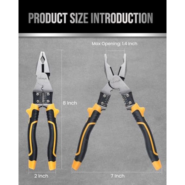 8인치 라인즈맨 플라이어, 5-IN-1 전기 플라이어(케이블 커터 및 와이어 스트리퍼 크림퍼 포함)