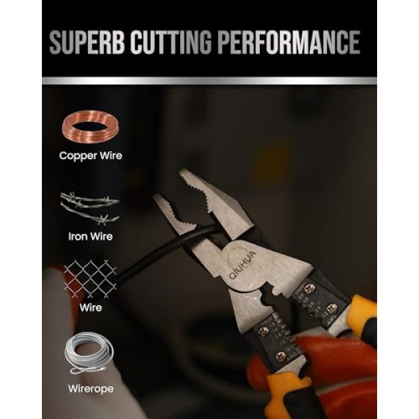 8인치 라인즈맨 플라이어, 5-IN-1 전기 플라이어(케이블 커터 및 와이어 스트리퍼 크림퍼 포함)