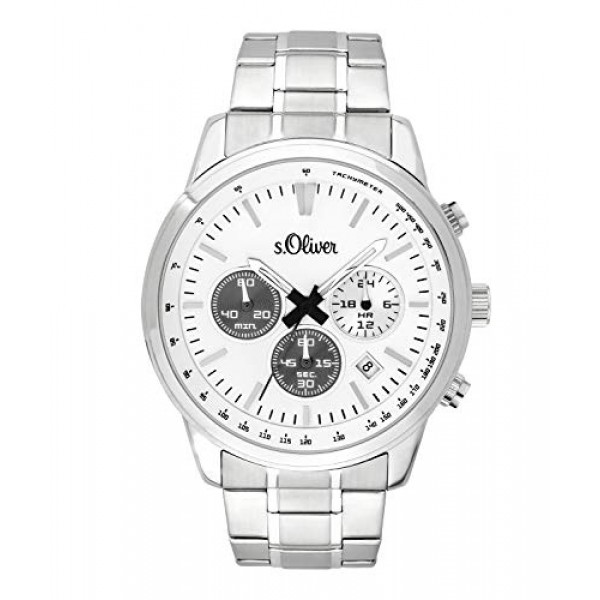 s.Oliver 남성용 크로노그래프 시계 SO-3691-MC, 팔찌