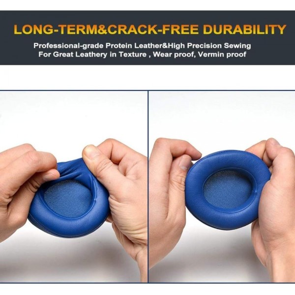 Studio3 메모리 폼 이어 패드 단백질 가죽 교체용 이어 패드 Dr.Dre의 Beats와 호환 Studio 2.0 Studio 3 B0500 B0501 유선 무선 오버이어 헤드폰(파란색)