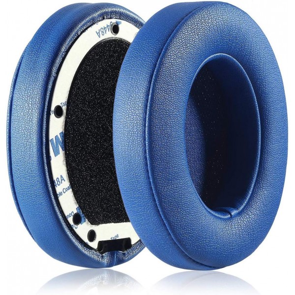 Studio3 메모리 폼 이어 패드 단백질 가죽 교체용 이어 패드 Dr.Dre의 Beats와 호환 Studio 2.0 Studio 3 B0500 B0501 유선 무선 오버이어 헤드폰(파란색)