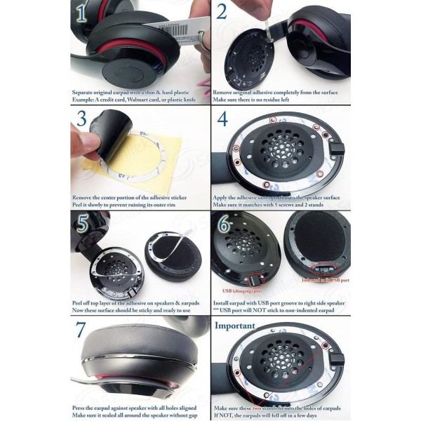 Studio3 메모리 폼 이어 패드 단백질 가죽 교체용 이어 패드 Dr.Dre의 Beats와 호환 Studio 2.0 Studio 3 B0500 B0501 유선 무선 오버이어 헤드폰(파란색)