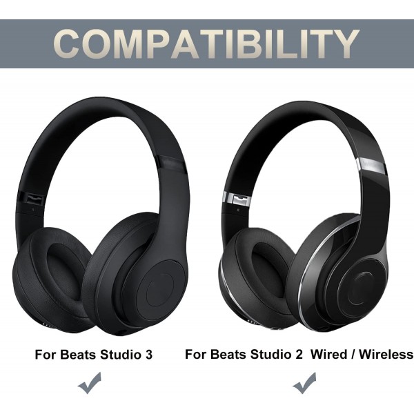 Studio3 메모리 폼 이어 패드 단백질 가죽 교체용 이어 패드 Dr.Dre의 Beats와 호환 Studio 2.0 Studio 3 B0500 B0501 유선 무선 오버이어 헤드폰(파란색)