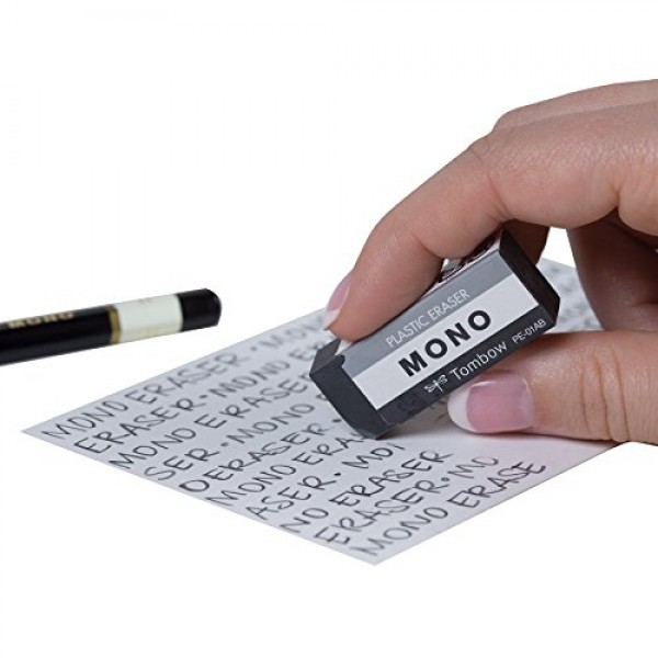 톰보우 57327 MONO 검은색 지우개, 소형, 5팩. 종이에 손상을 주지 않고 깔끔하게 흔적을 제거합니다.