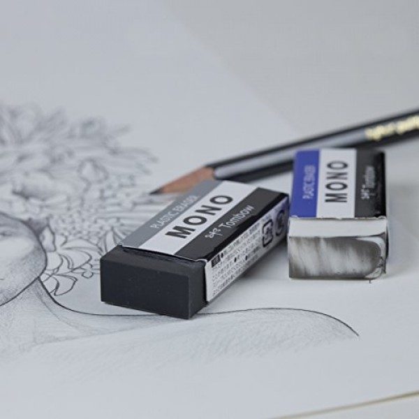 톰보우 57327 MONO 검은색 지우개, 소형, 5팩. 종이에 손상을 주지 않고 깔끔하게 흔적을 제거합니다.