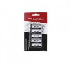 톰보우 57327 MONO 검은색 지우개, 소형, 5팩. 종이에 손상을 주지 않고 깔끔하게 흔적을 제거합니다.