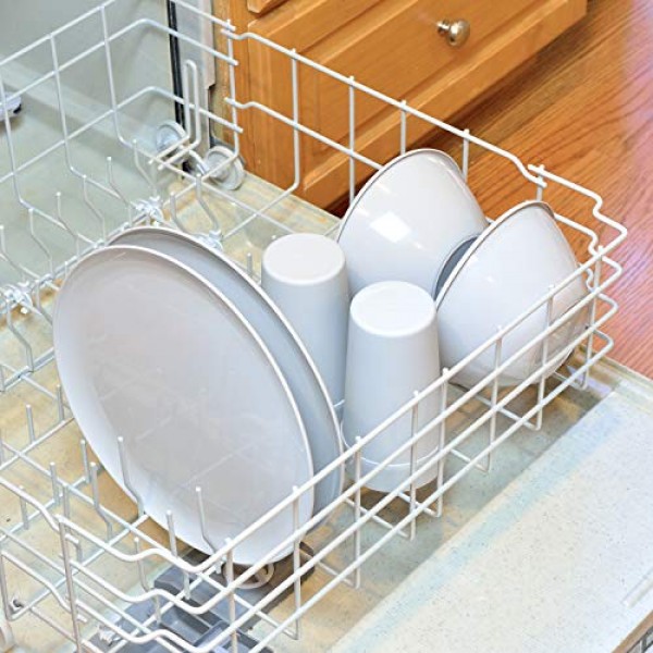 Youngever 18피스 플라스틱 주방 식기 세트, 접시, 접시, 그릇, 컵, 6인 서비스(어반 컬러)