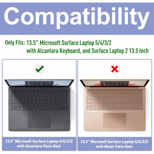 Surface Laptop 2/3 Alcantara(13.5인치)용 ProCase 헤비 듀티 케이스 Surface Laptop 2nd/3rd용 하드 쉘 보호 케이스 커버 Gen 13.5인치 알칸타라 케이스 - 그레이