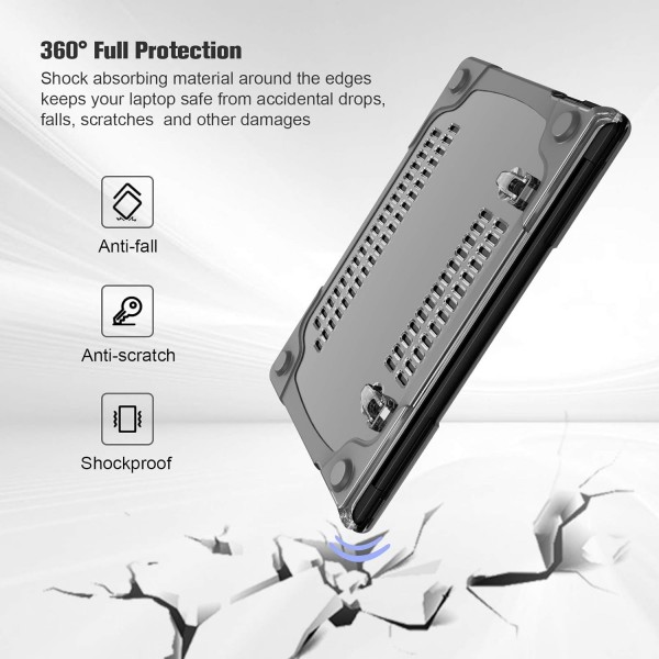 Surface Laptop 2/3 Alcantara(13.5인치)용 ProCase 헤비 듀티 케이스 Surface Laptop 2nd/3rd용 하드 쉘 보호 케이스 커버 Gen 13.5인치 알칸타라 케이스 - 그레이