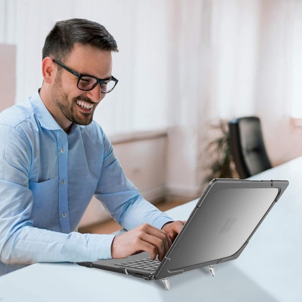 Surface Laptop 2/3 Alcantara(13.5인치)용 ProCase 헤비 듀티 케이스 Surface Laptop 2nd/3rd용 하드 쉘 보호 케이스 커버 Gen 13.5인치 알칸타라 케이스 - 그레이