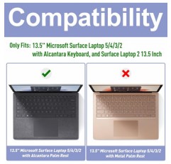 Surface Laptop 2/3 Alcantara(13.5인치)용 ProCase 헤비 듀티 케이스 Surface Laptop 2nd/3rd용 하드 쉘 보호 케이스 커버 Gen 13.5인치 알칸타라 케이스 - 그레이