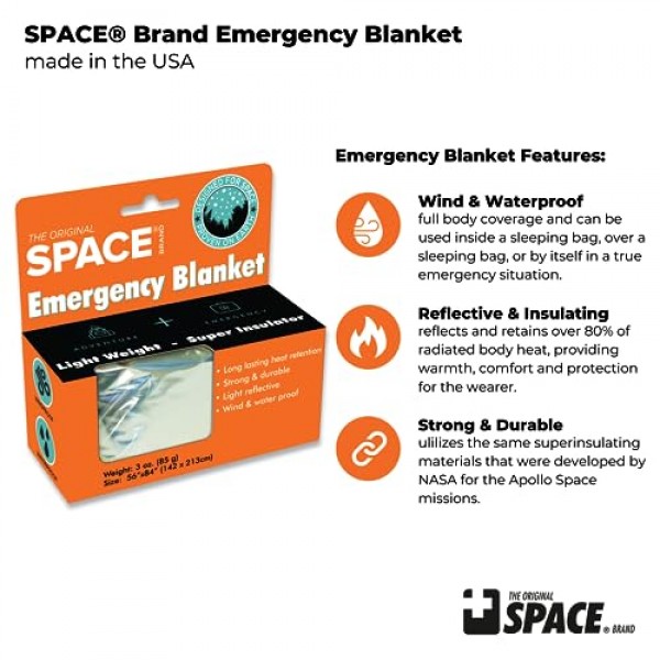 Grabber Outdoors The Original Space 브랜드 비상 생존 담요, 실버, 3온스. 56