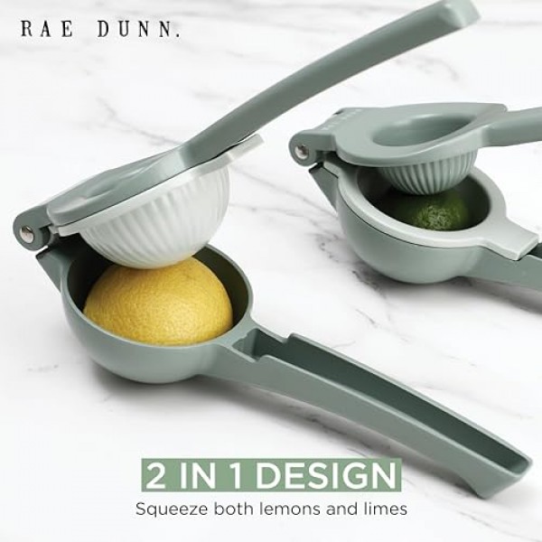 Rae Dunn Metal 2-In-1 레몬 압착기 설명서 - 견고하고 최대 추출이 가능한 핸드 주서기 레몬 압착기는 마지막 한 방울까지 모두 가져옵니다 - 청소가 용이한 수동 감귤류 주
