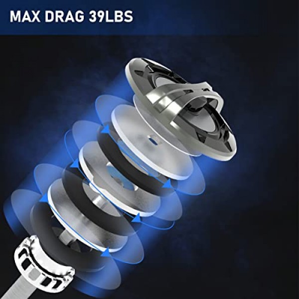 Tempo Apex 스피닝 릴 - 10+1 BB로 회전하는 초경량 마그네슘 바디 낚시 릴, 탄소 섬유 최대 드래그 39 LB, 배스 송어 메기용 알루미늄 샤프트와 손잡이가 있는 부드러운 낚시