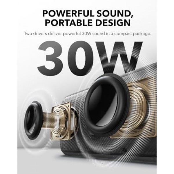 Soundcore Motion 300 무선 고해상도 휴대용 스피커(BassUp 포함), SmartTune 기술이 적용된 Bluetooth 스피커, 30W 스테레오 사운드, 13H 재생 및 IPX7 방수, 뒷마당, 캠핑용(갱신)