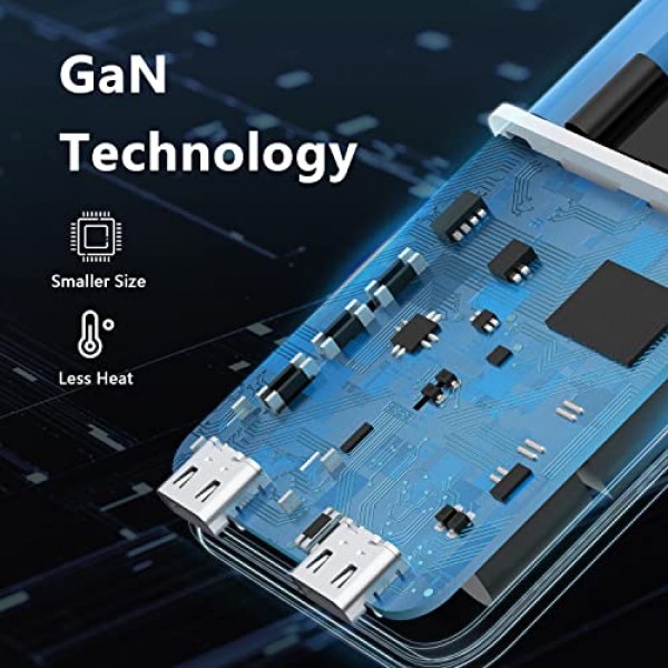 SANKTON 65W 2포트 접이식 USB C 슬림 벽면 충전기(지능형 전력 할당 포함), iPhone, Samsung, MacBook Pro/Air, iPad, 노트북, 흰색용 고속 PD GaN 충전기