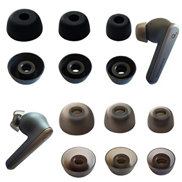 Soundcore Liberty Air 2 Pro 이어 팁용 실리콘 이어 팁 6쌍 JBL Tune 230NC TWS/Anker Soundcore 이어버드용 교체용 이어버드, 블랙