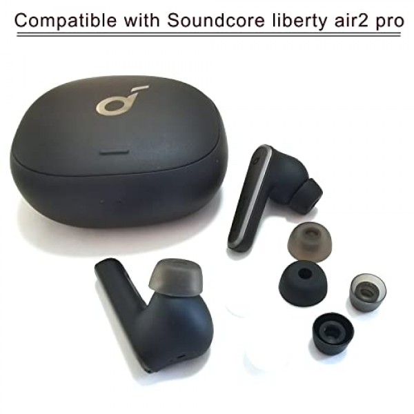 Soundcore Liberty Air 2 Pro 이어 팁용 실리콘 이어 팁 6쌍 JBL Tune 230NC TWS/Anker Soundcore 이어버드용 교체용 이어버드, 블랙