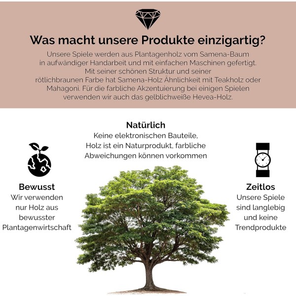 LOGOPLAY Hus - Bao - Kalaha - Mancala - 스톤 게임 - 보석을 포함한 Samena 나무로 만든 보석 게임