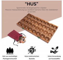 LOGOPLAY Hus - Bao - Kalaha - Mancala - 스톤 게임 - 보석을 포함한 Samena 나무로 만든 보석 게임