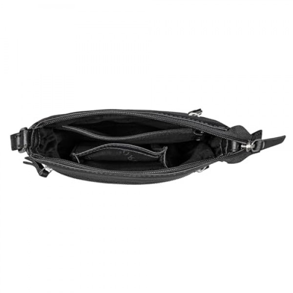 STILORD 'Alina' 숄더백 여성 가죽 빈티지 숄더백 우아한 여성 가방 많은 칸막이 모던 가죽 핸드백 레저백 크로스바디백, 블랙, 숄더백