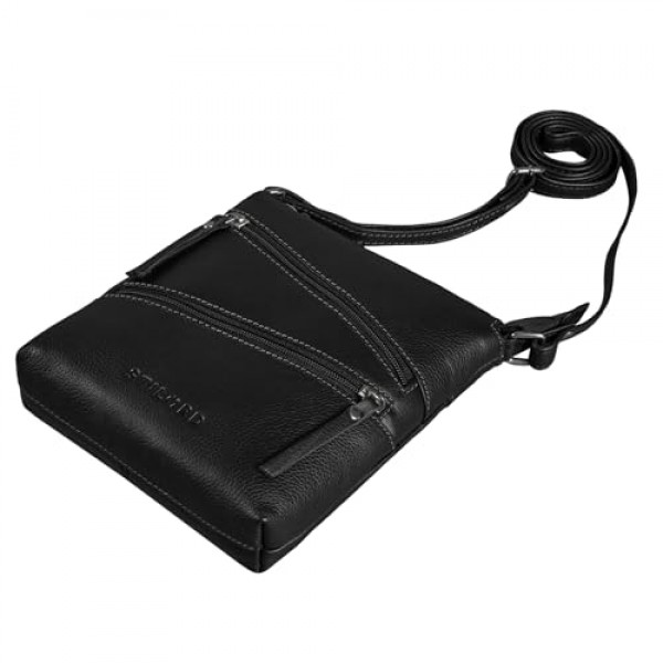 STILORD 'Alina' 숄더백 여성 가죽 빈티지 숄더백 우아한 여성 가방 많은 칸막이 모던 가죽 핸드백 레저백 크로스바디백, 블랙, 숄더백