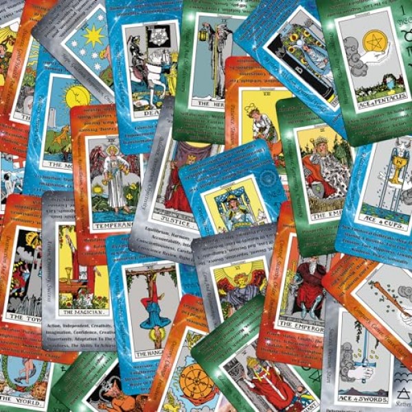 의미가 있는 Smoostart 타로 카드, 초보자를 위한 가이드북이 있는 타로, 키워드, 요소, 행성, 조디악, 차크라, 예 또는 아니요, 음조, 수비학, 히브리어 알파벳