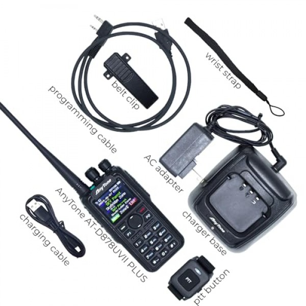 AnyTone AT-D878UVII Plus - 듀얼 밴드 DMR/아날로그 7W VHF, 6W UHF - 무료 $97 교육 과정 포함 - Bluetooth PTT - 디지털/아날로그 APRS RX 및 TX - 500K 연락처 및 BridgeCom의 뛰어난 지원!