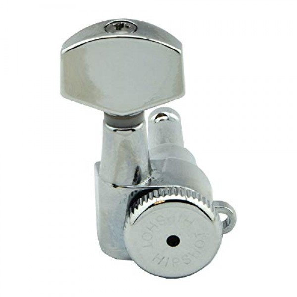 Hipshot 기타 튜너 업그레이드 키트(인라인 헤드스톡 6개) 그립 잠금 폐쇄형 베이스 사이드 크롬 비 스태거드 - Lumintrail 연마 천이 포함된 6K1EL0C 번들