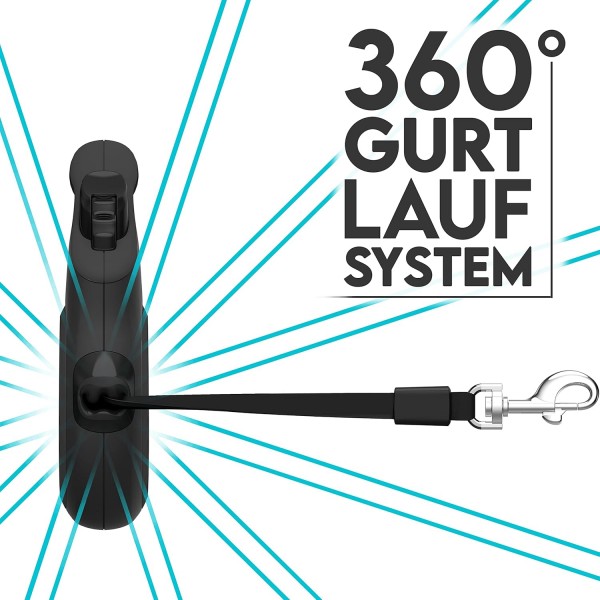 HUND IS KÖNIG® 개폐식 가죽끈 소형 및 대형견용 개 가죽끈 5m | 편안한 손잡이가 있는 고품질 확장형 개 가죽끈 | 스마트 제동 시스템으로 보행을 위한 견고한 풀아웃 가