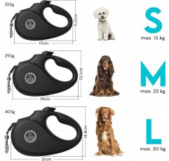 HUND IS KÖNIG® 개폐식 가죽끈 소형 및 대형견용 개 가죽끈 5m | 편안한 손잡이가 있는 고품질 확장형 개 가죽끈 | 스마트 제동 시스템으로 보행을 위한 견고한 풀아웃 가