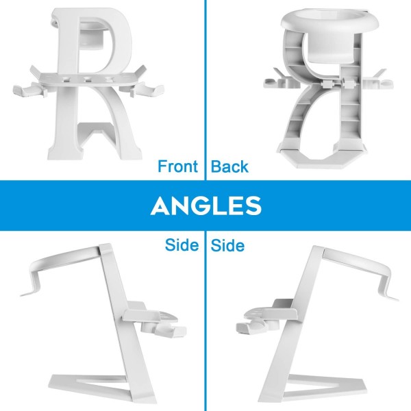 NEWZEROL 1 세트 VR 스탠드 PS VR2, Quest 2, Quest, Pico 4, Rift, Rift S, Valve Index, HTC Vive, HTC Vive Plus VR 헤드셋 스탠드 HTC Vive Pro, 컨트롤러 디스플레이 홀더 - 화이트