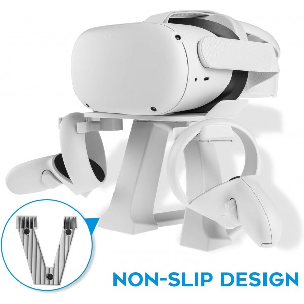 NEWZEROL 1 세트 VR 스탠드 PS VR2, Quest 2, Quest, Pico 4, Rift, Rift S, Valve Index, HTC Vive, HTC Vive Plus VR 헤드셋 스탠드 HTC Vive Pro, 컨트롤러 디스플레이 홀더 - 화이트
