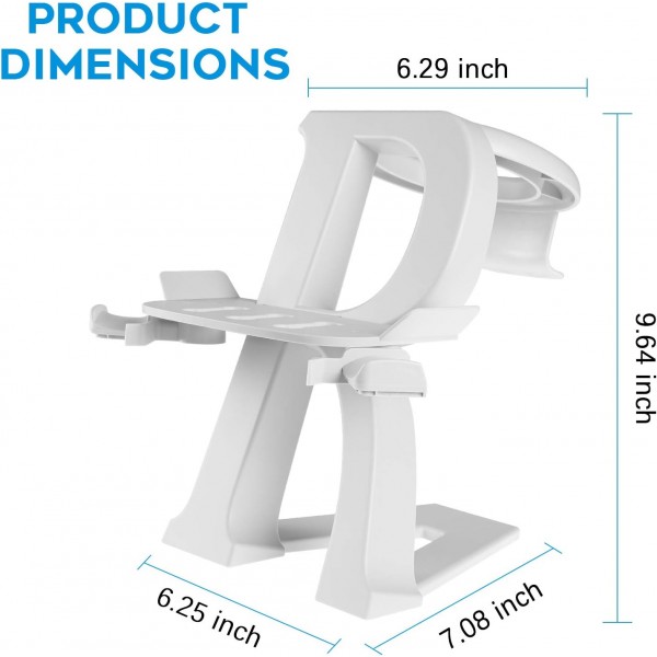 NEWZEROL 1 세트 VR 스탠드 PS VR2, Quest 2, Quest, Pico 4, Rift, Rift S, Valve Index, HTC Vive, HTC Vive Plus VR 헤드셋 스탠드 HTC Vive Pro, 컨트롤러 디스플레이 홀더 - 화이트