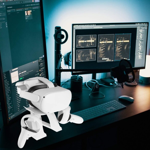 NEWZEROL 1 세트 VR 스탠드 PS VR2, Quest 2, Quest, Pico 4, Rift, Rift S, Valve Index, HTC Vive, HTC Vive Plus VR 헤드셋 스탠드 HTC Vive Pro, 컨트롤러 디스플레이 홀더 - 화이트