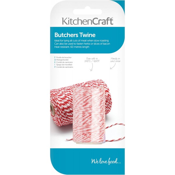 KitchenCraft Butchers String, 요리, 베이킹, 크리스마스 선물 포장, 공예, 카드 등을 위한 빨간색과 흰색 끈 60미터 롤, 21 x 9 x 4 cm, 빨간색/흰색