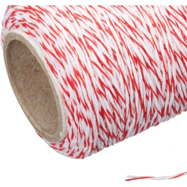 KitchenCraft Butchers String, 요리, 베이킹, 크리스마스 선물 포장, 공예, 카드 등을 위한 빨간색과 흰색 끈 60미터 롤, 21 x 9 x 4 cm, 빨간색/흰색